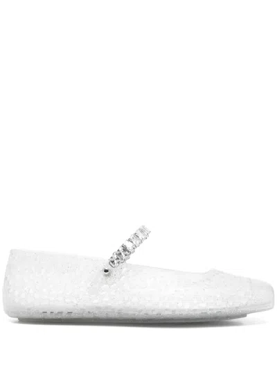 Jimmy Choo The Jelly Transparent Ballet Flats With Crystals Women In Transparent