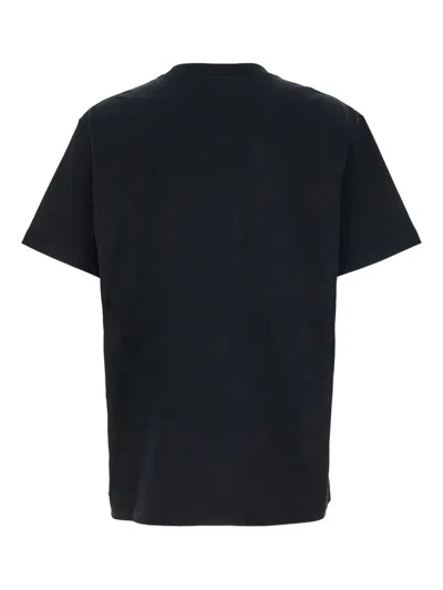 Purple Brand Black Crewneck T-shirt With Logo Print On The Front In Cotton Man In Black