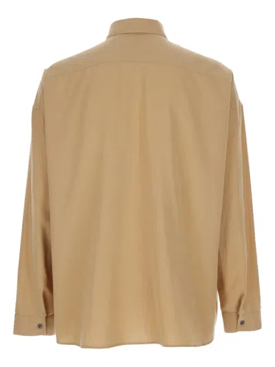 Sunflower 'stable' Beige Shirt With Classic Collar And Dropped Shoulders In Brown