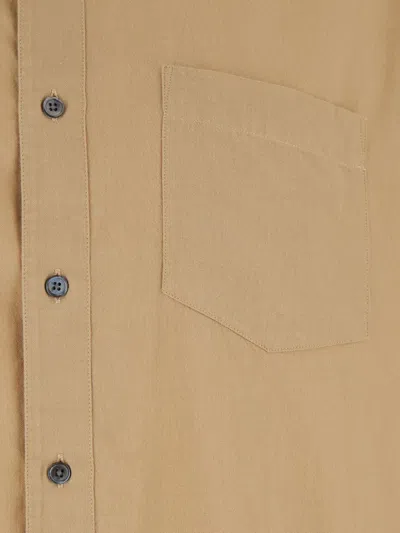 Sunflower 'stable' Beige Shirt With Classic Collar And Dropped Shoulders In Brown
