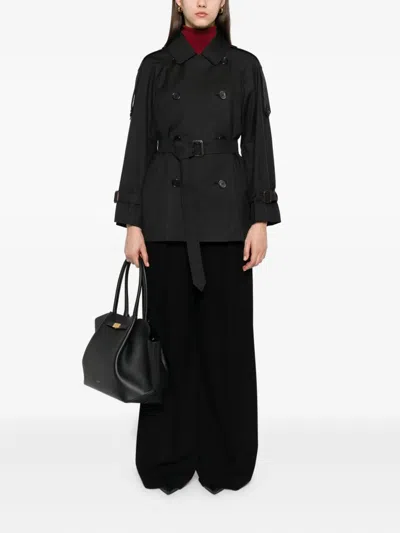 Max Mara Double-breasted Belted Jacket In Black