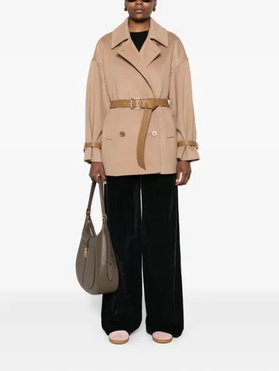 Max Mara Double-breasted Belted Coat In Neutral