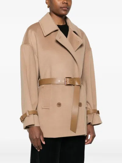 Max Mara Double-breasted Belted Coat In Neutral
