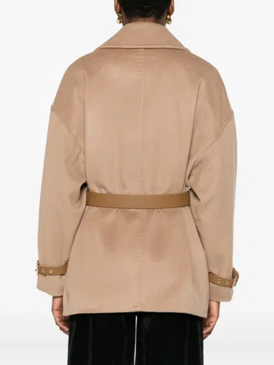 Max Mara Double-breasted Belted Coat In Neutral
