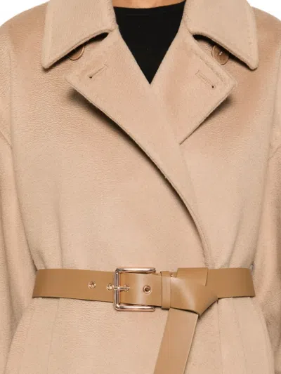 Max Mara Double-breasted Belted Coat In Neutral