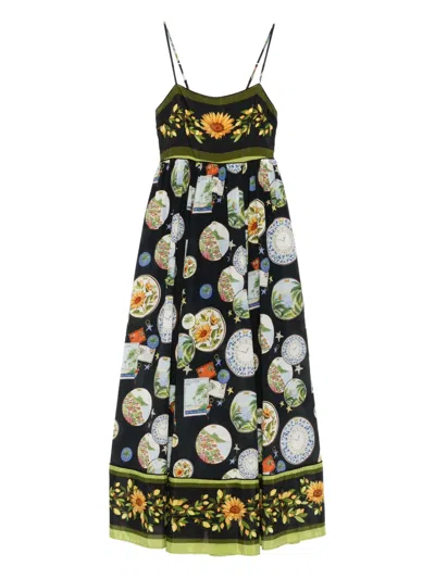 Farm Rio Trip Souvenir Maxi Dress In Black
