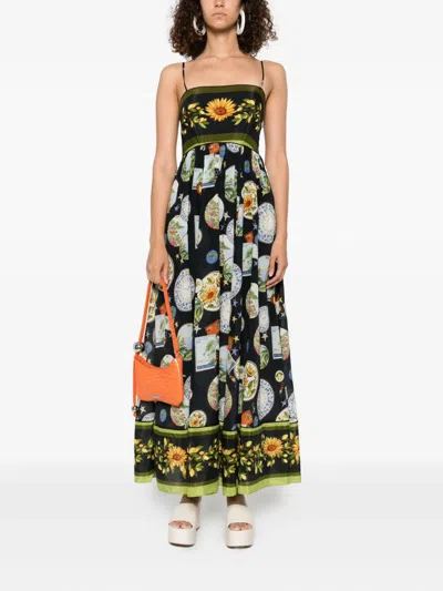Farm Rio Trip Souvenir Maxi Dress In Black