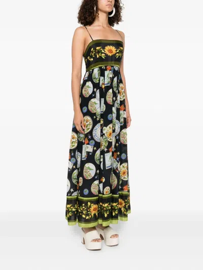 Farm Rio Trip Souvenir Maxi Dress In Black