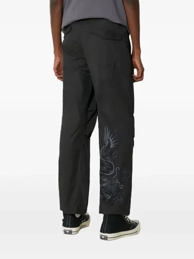 Maharishi Original Dragon Embroidered Trousers In Black