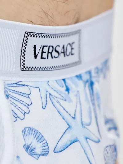 Versace Seashell-print Briefs In Blue