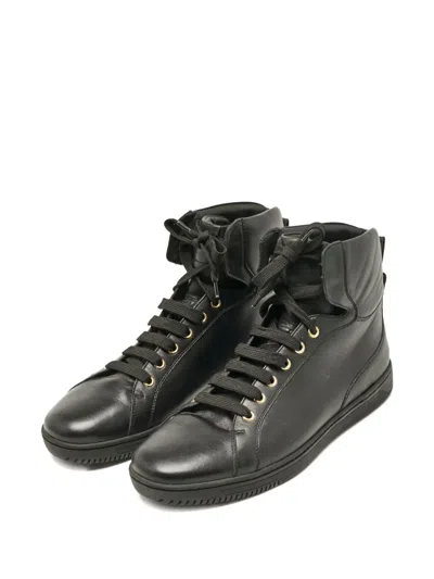 Pre-owned Versace Leather High-top Sneakers