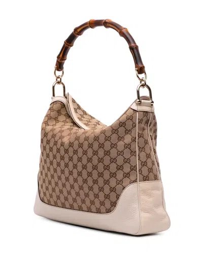 Pre-owned Gucci 2016-2025 Gg Canvas Bamboo Diana Satchel