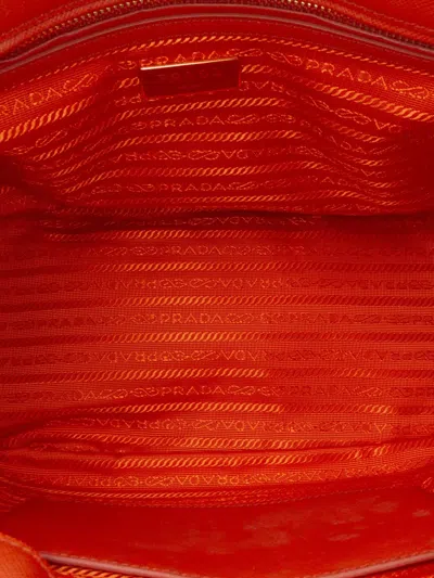 Pre-owned Prada 2000-2024 Small Saffiano Lux Galleria Double Zip Satchel In Orange