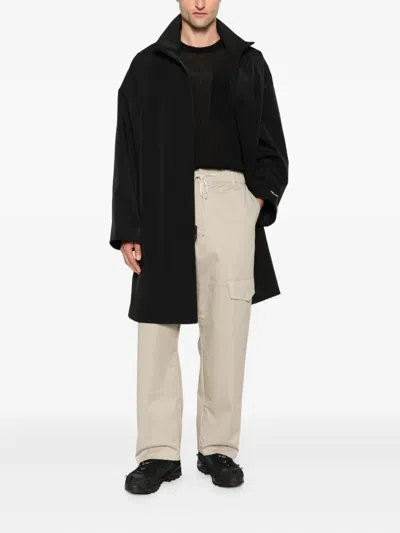 Essentials Zip-front Three-quarter Sleeves Coat In Black