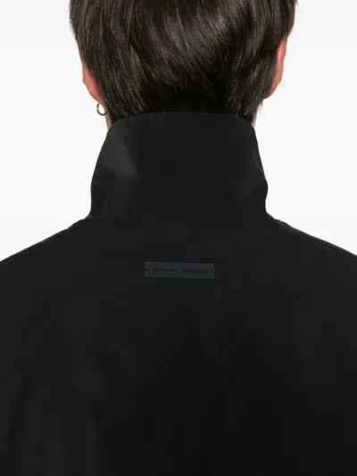 Essentials Zip-front Three-quarter Sleeves Coat In Black