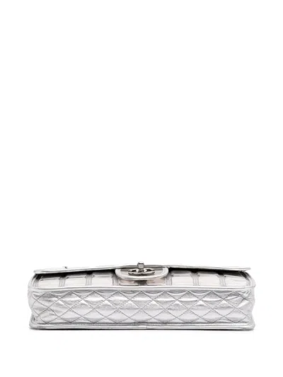 Pre-owned Chanel 2006-2008 Vinyl Ice Cube Flap Shoulder Bag In Silver