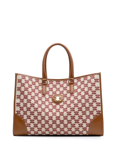 Pre-owned Celine 2020 Triomphe Embroidered Canvas Horizontal Cabas Tote Bag
