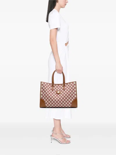 Pre-owned Celine 2020 Triomphe Embroidered Canvas Horizontal Cabas Tote Bag