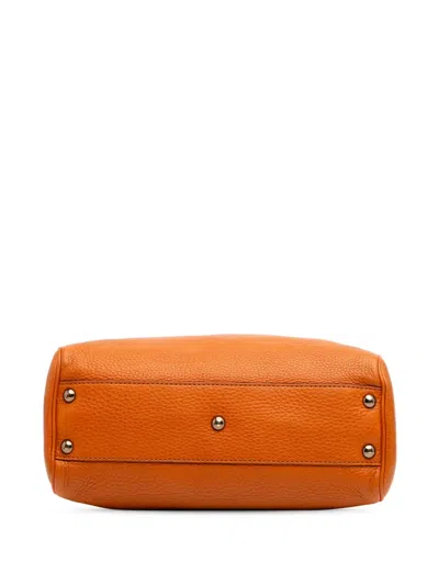 Pre-owned Gucci 2016-2025 Small Calfskin Bamboo Shopper Satchel In Orange