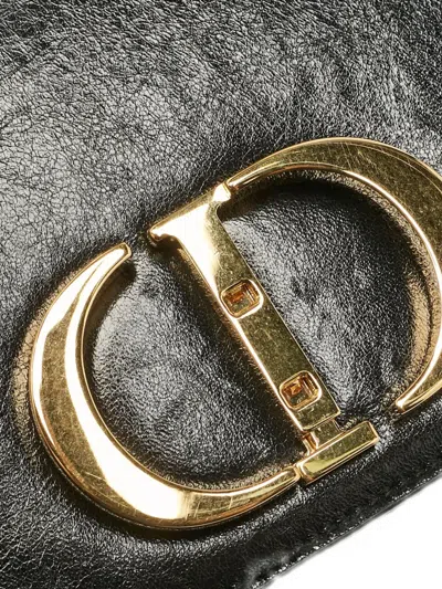 Pre-owned Dior 2019 Montaigne 30 Leather Cd Motif Bag In Black