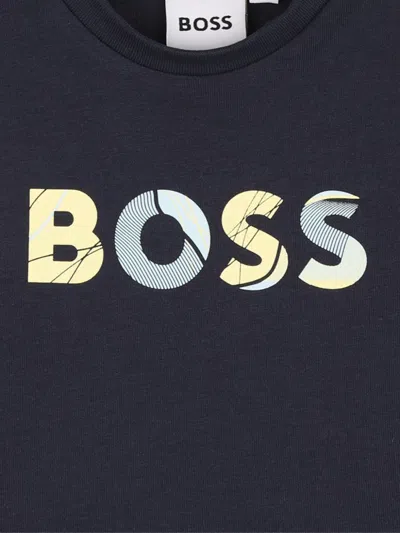 Bosswear Long-sleeve Logo T-shirt In Blue