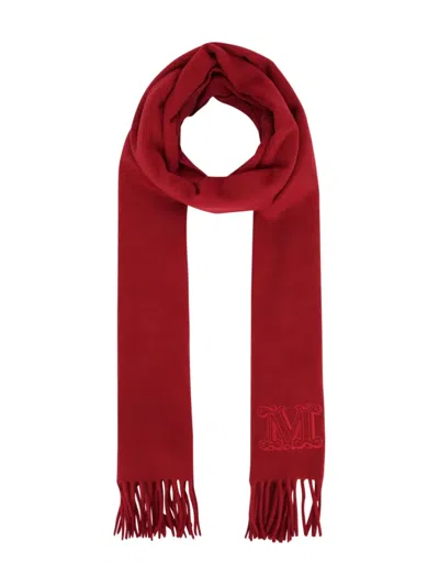 Max Mara Logo-embroidered Scarf In Red