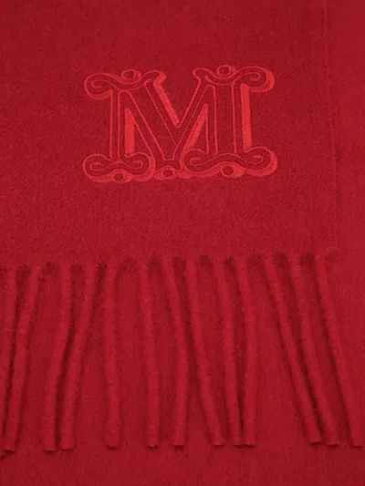 Max Mara Logo-embroidered Scarf In Red