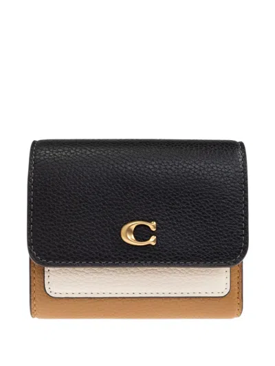 Coach Small Mila Logo-plaque Wallet In Black
