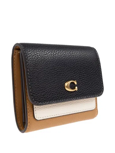 Coach Small Mila Logo-plaque Wallet In Black