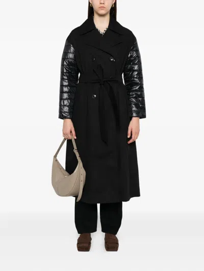 Herno Double-breasted Quilted Coat In Black