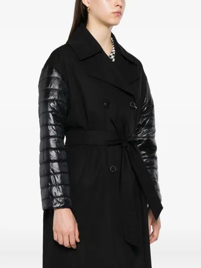 Herno Double-breasted Quilted Coat In Black