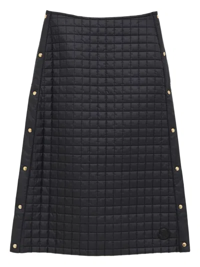 Moncler Press-stud Quilted Midi Skirt In Black
