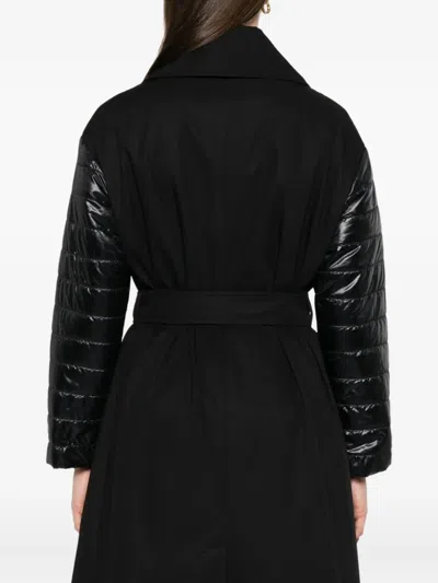 Herno Double-breasted Quilted Coat In Black