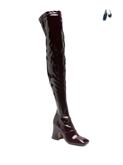 Chloé 80mm Janis Leather Boots In Black