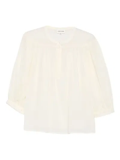 Antik Batik Gathered Button Blouse In White