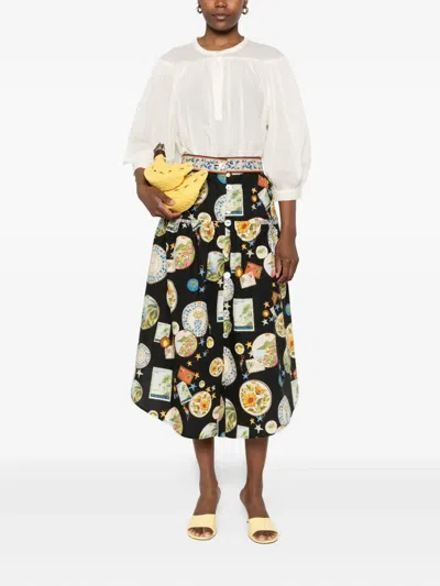 Antik Batik Gathered Button Blouse In White