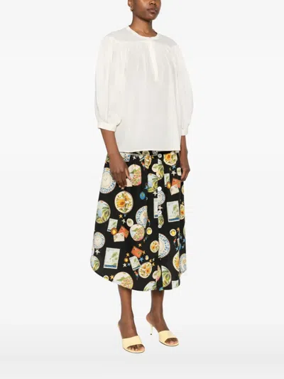 Antik Batik Gathered Button Blouse In White