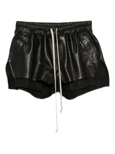 Rick Owens Drawstring Leather Shorts In Black