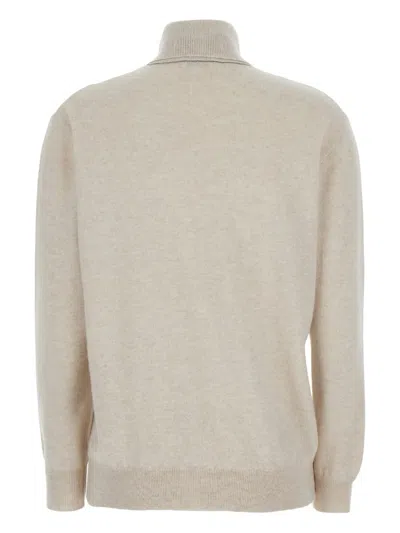 Brunello Cucinelli Beige Turtleneck Sweater In Cashmere Woman In Neutral