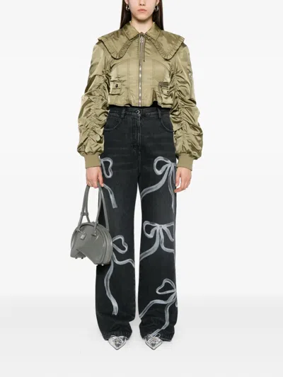 Mach&mach Bow-print Jeans In Black