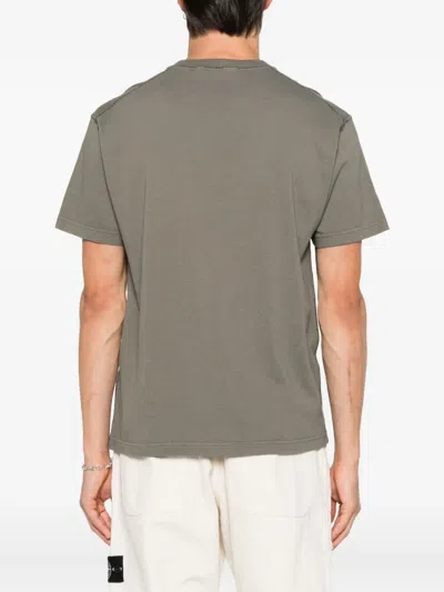 Stone Island Compass-patch Cotton T-shirt In Gray