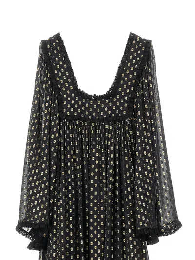 Chloé Polka-dot Ruffled Maxi Dress In Black