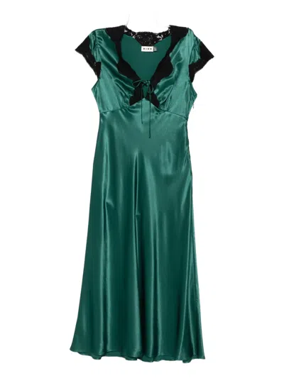 Rixo London Amari Lace-trimmed Satin Dress In Green