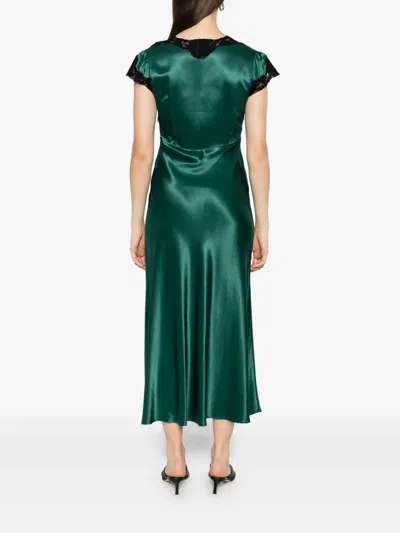 Rixo London Amari Lace-trimmed Satin Dress In Green