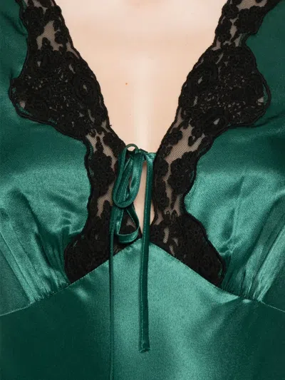 Rixo London Amari Lace-trimmed Satin Dress In Green