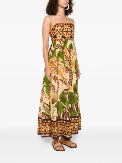Farm Rio Foliage Sketch Maxi Dress In Neutral