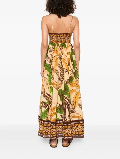Farm Rio Foliage Sketch Maxi Dress In Neutral