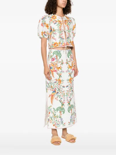 Farm Rio Delicate Forest Scarves Blouse In White