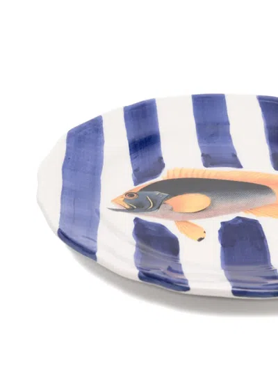 Les-ottomans Sea Stripes Plates (set Of Four) In Multi