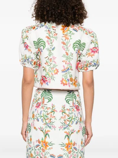 Farm Rio Delicate Forest Scarves Blouse In White